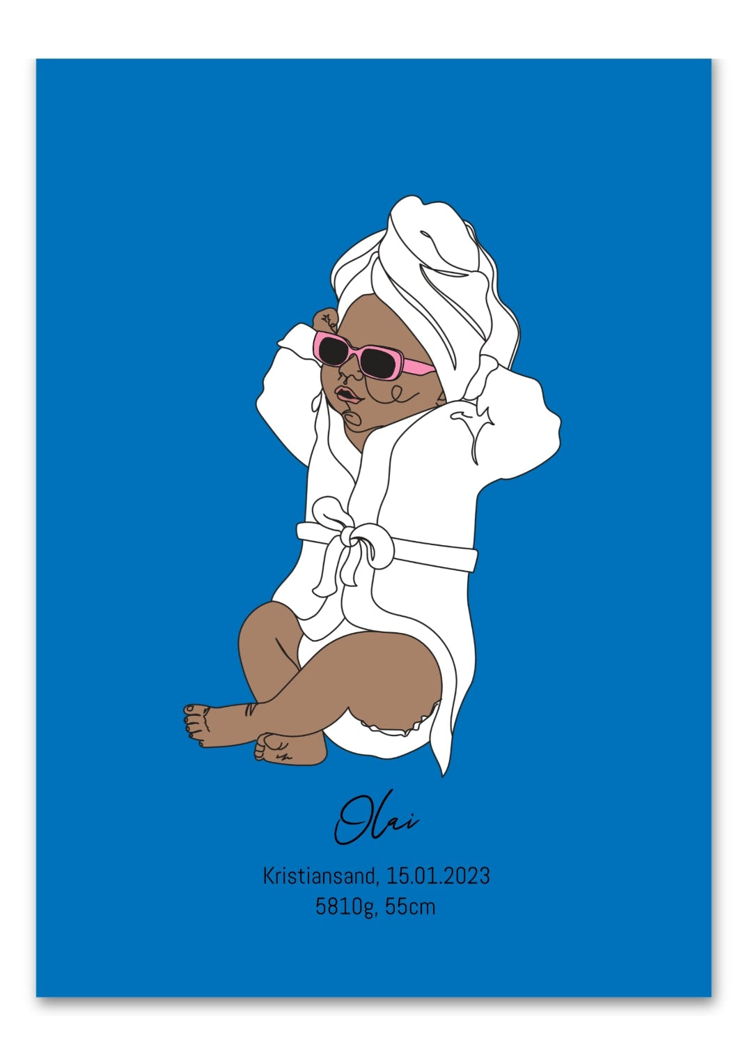 Birth Poster - Baby in a bathrobe