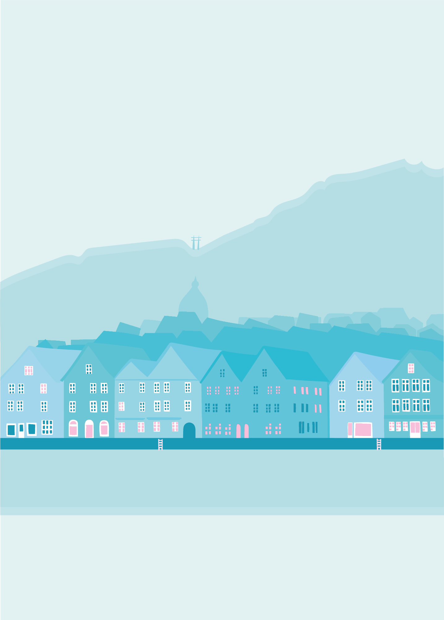 VAGPWR Illustration Print - Bergen in Blue
