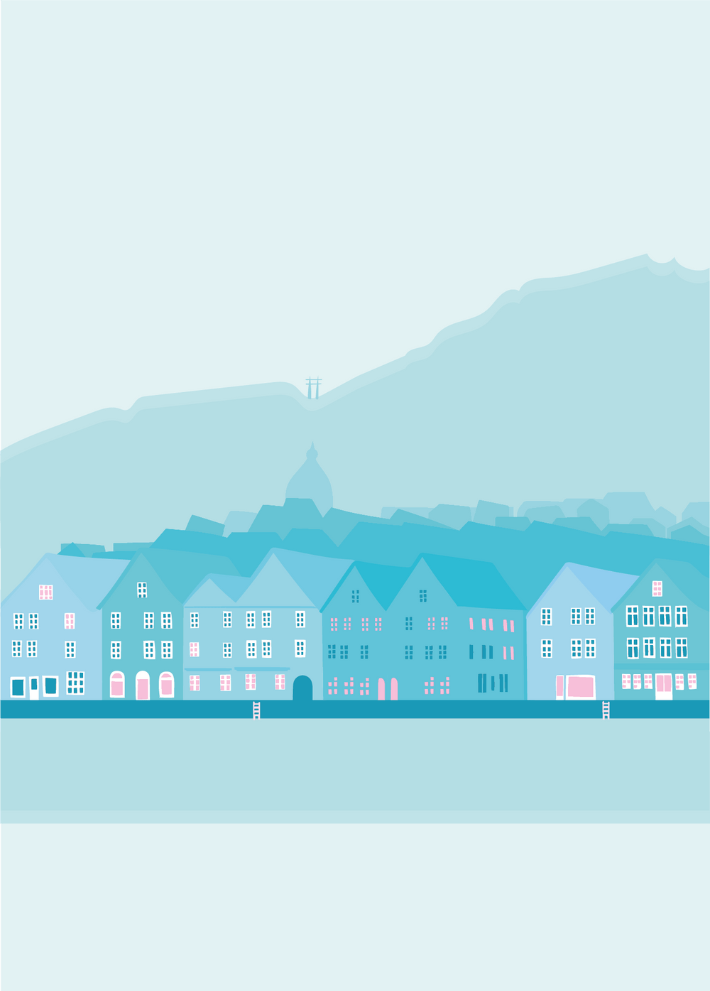 VAGPWR Illustration Print - Bergen in Blue