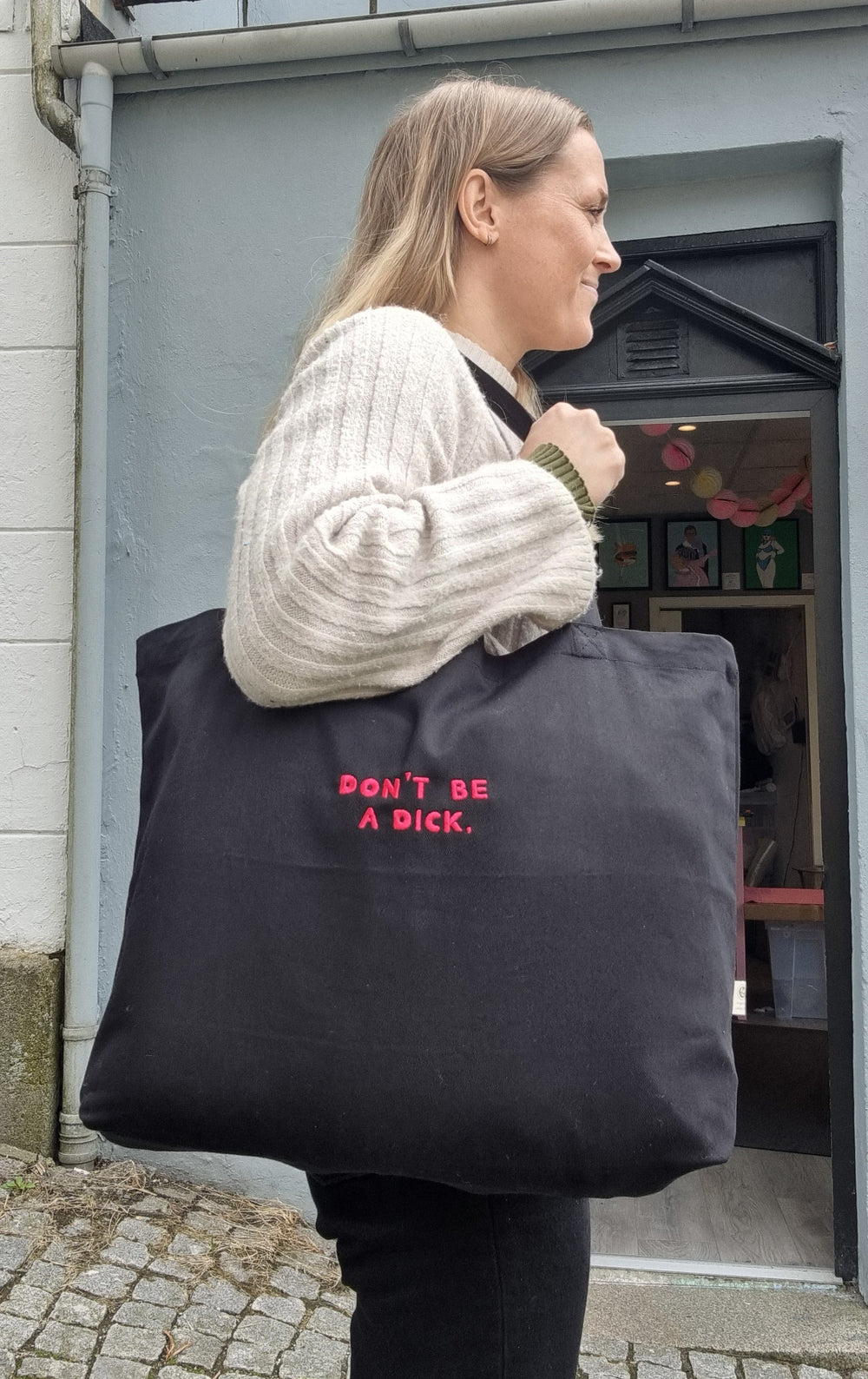 Don't be a d!ck - Large organic tote bag