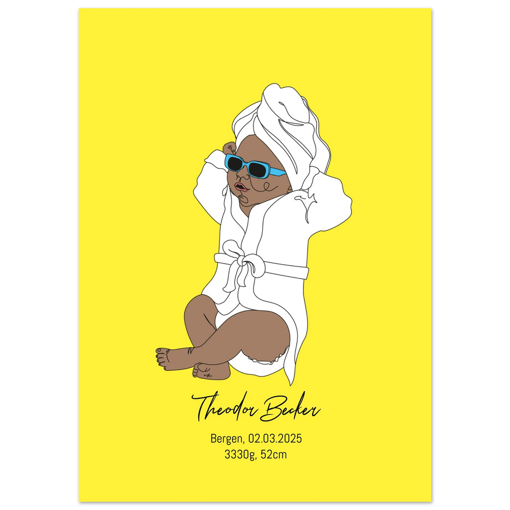 Birth Poster - Baby in a bathrobe