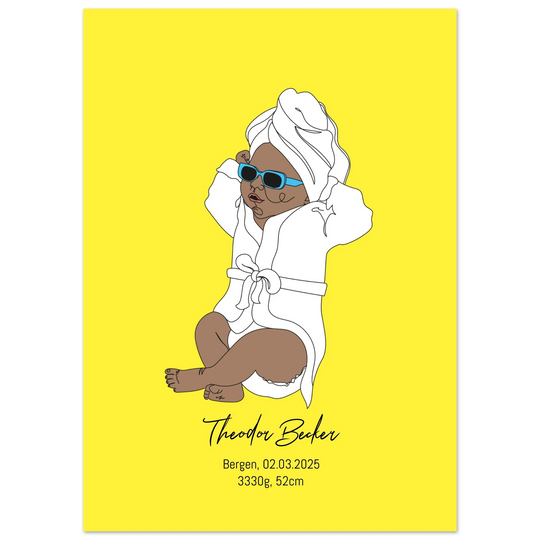Birth Poster - Baby in a bathrobe