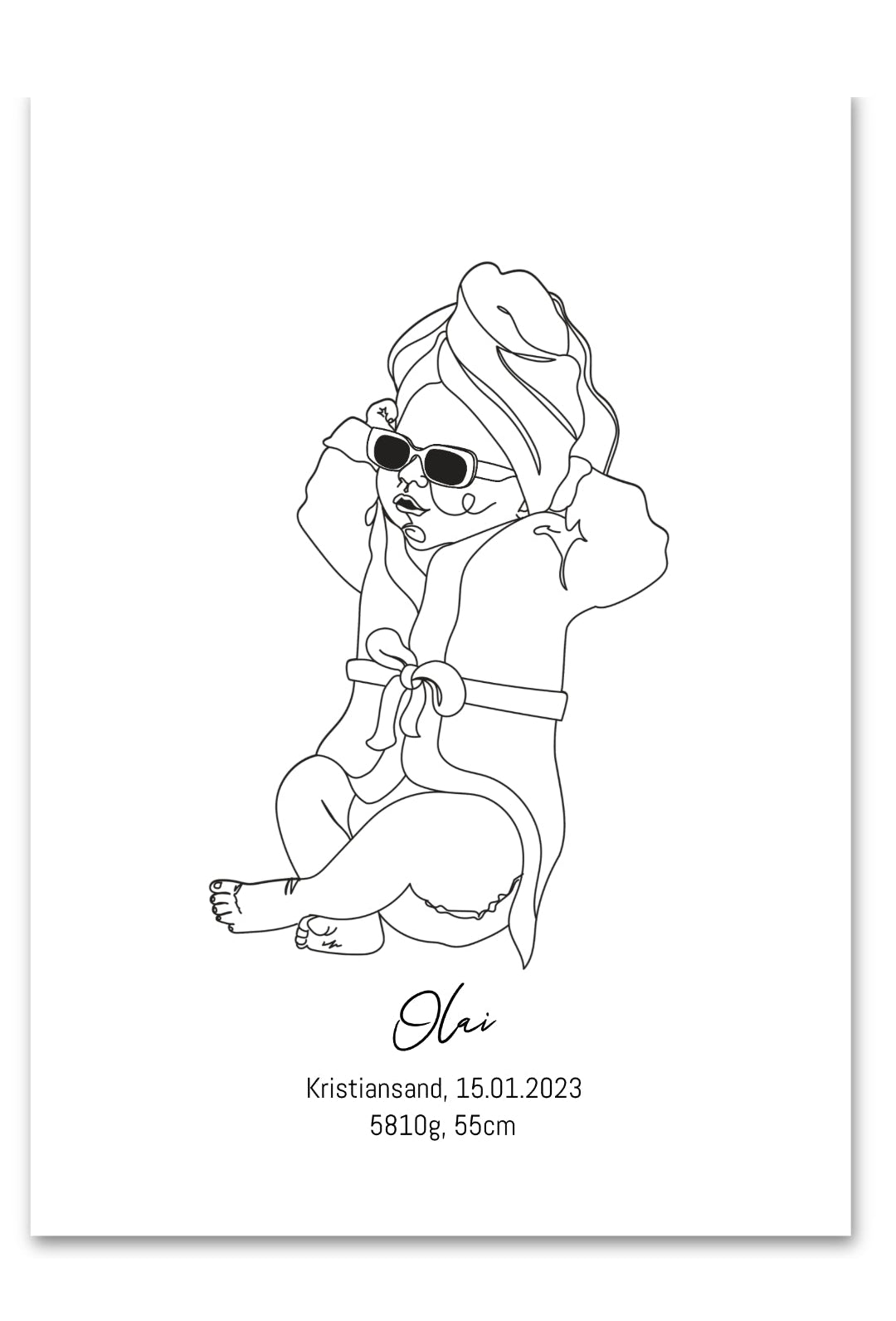 Birth Poster - Baby in a bathrobe