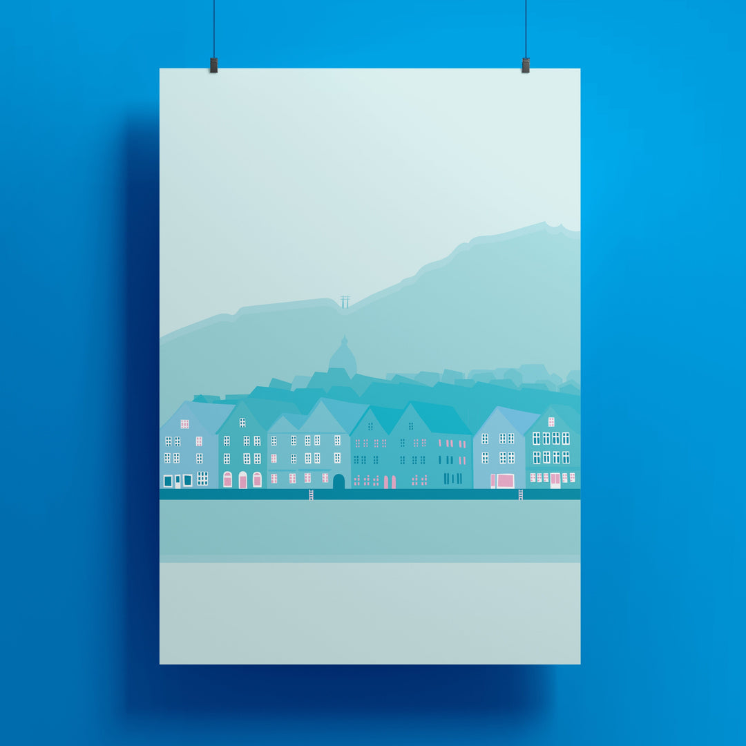 VAGPWR Illustration Art Print - Bergen in Blue