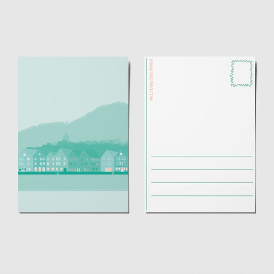 VAGPWR Post Cards Mini Print/Postcard - Bergen in pastell green