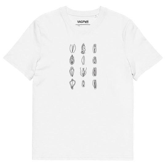 VAGPWR White / S 12 vulvas - Unisex eco t-shirt