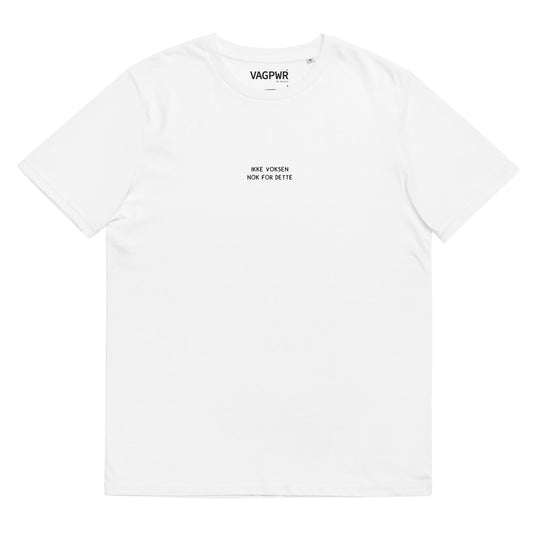 VAGPWR White / S Ikke voksen black text - Unisex organic cotton t-shirt