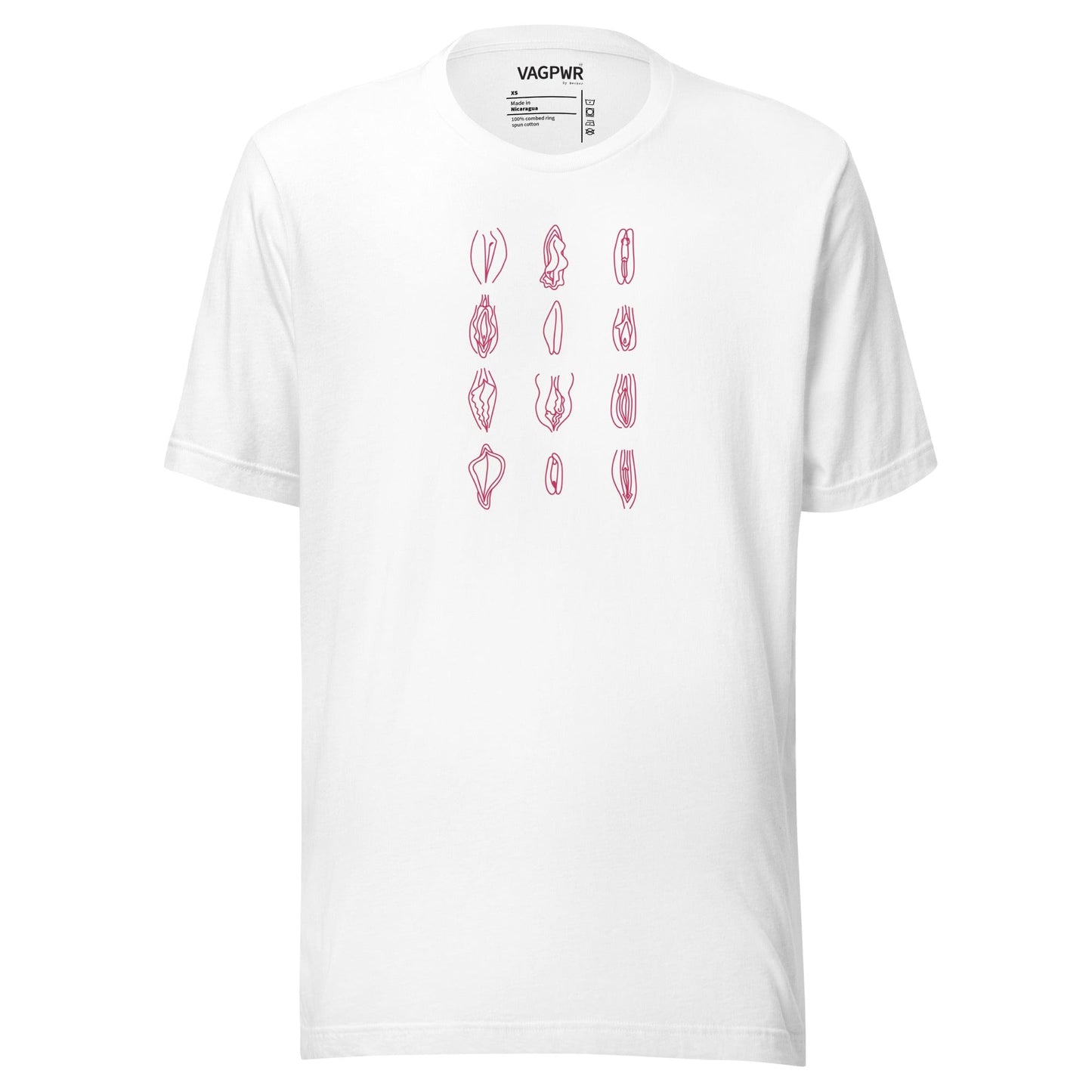 VAGPWR White / XS 12 vulvas - Unisex t-shirt