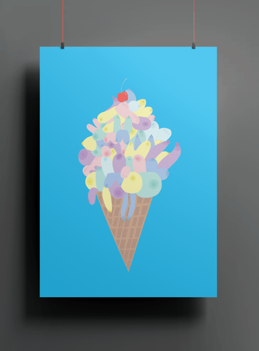 VAGPWR Illustration 30x40cm Poster - Boob Ice