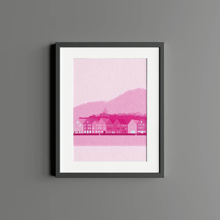VAGPWR Illustration Print - Bergen in pink 2