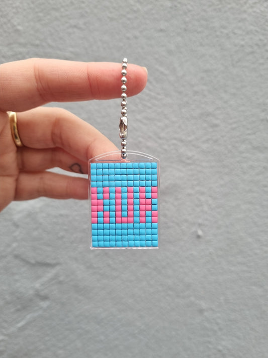 VAGPWR keychain Pink text - blue background Keychain - kuk